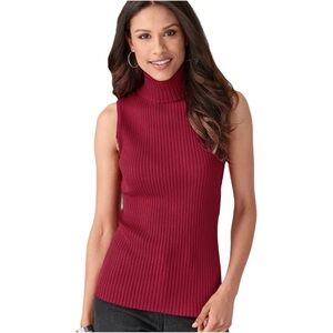 CHICO’S DESIGN Red Sleeveless Turtleneck Top size 3 Red